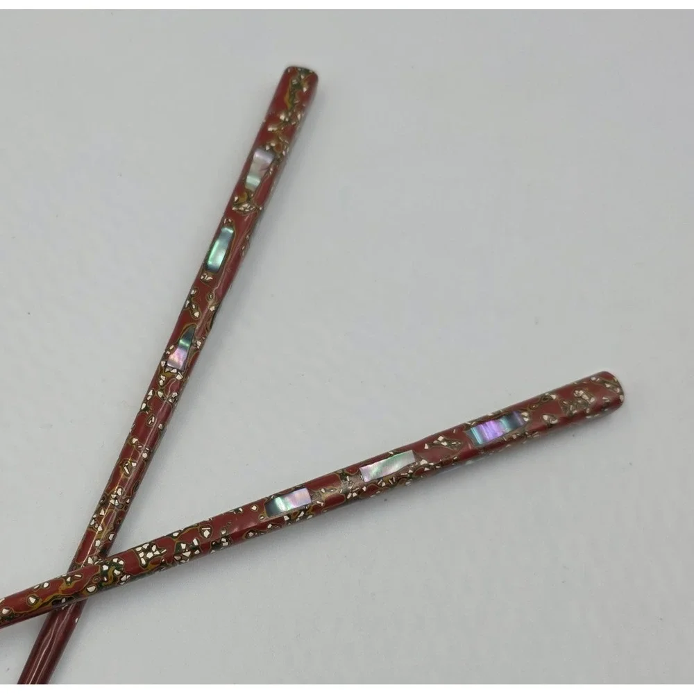 VTG Wakasa Nuri Japanese Lacquer Chopsticks Mother of Pearl‎ Inlay 6.5